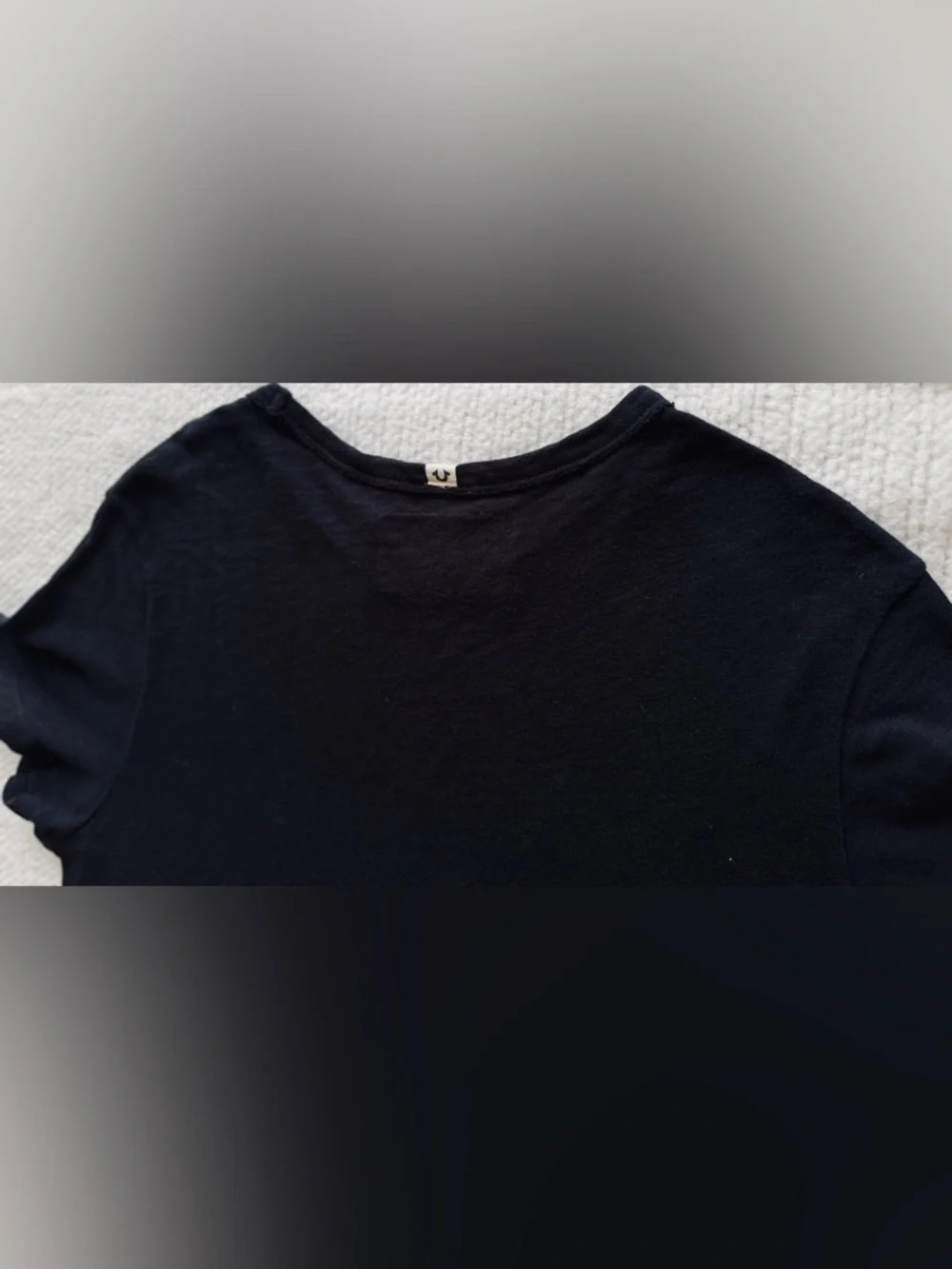 TRUE RELIGION Black Short Sleeve Crewneck Tee w Tonal 'TRUE' Logo Cotton T-shirt